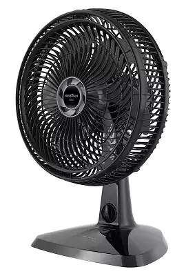 Ventilador de mesa 40cm Britânia BVT405 com 6 pás e grade inteiriça preta e base retangular estreita