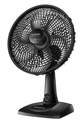 Ventilador de mesa 30cm Mondial VSP30 com 6 pás e grade inteiriça preta, base estreita e botão na base da coluna