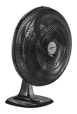 Ventilador de mesa 50cm Ventisol Turbo 6 com 6 pás e grade inteiriça preta, base estreita e botão na base