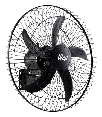 Ventilador de parede Wap Pro 60 com grade em metal preto, com motor e base de encaixe mais largos