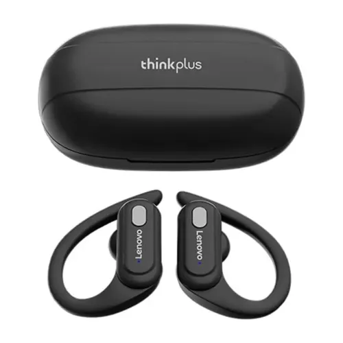 Fone de ouvido bluetooth com estojo oval e buds grandes com suporte para orelha